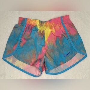 Girls Nike Blue and Pink Running Shorts Vibrant Tie-Dye